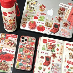 Japanese Sticker Book, Romantic Memory Series – 45 Sheets 800+ Vintage red
