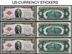 $2 Two Dollar 1928 Legal Tender Note (US CURRENCY STICKERS) (Lot Of 3)