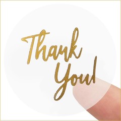 500Pcs Clear Thank You Stickers Round Transparent PVC Stickers, 1 in Self-Adhesi
