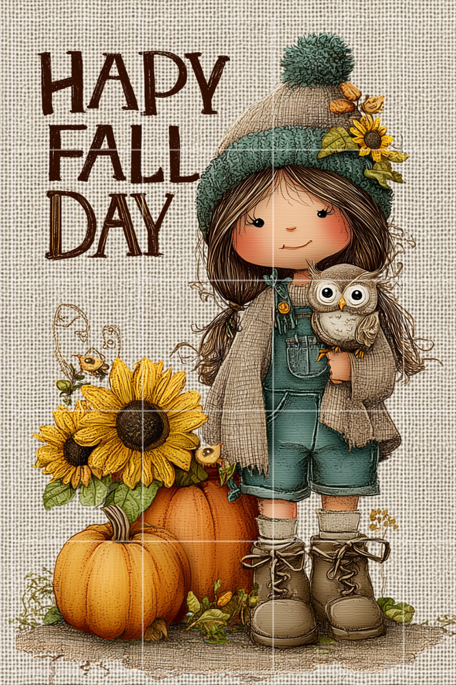 Junk Journal Art Cards, HAPPY FALL DAY POSTCARD, Card Toppers Scrapbook 1 pcs