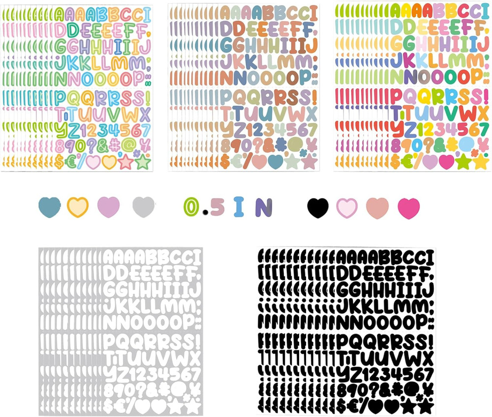5400 Letter Stickers, 60 Sheets Alphabet Stickers, 0.5In Vinyl, Self-Adhesive, M