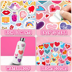 Valentines Heart Stickers for Kids, 40 Sheets, 665PCS Valentines Day Love Sticke