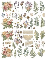Floral Shabby Embellishments Junk Journal Scrapbook USA PICK A Set