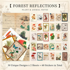 60Pcs Vintage Postage Stamp Stickers, Aesthetic Sticker for Scrapbooking, Journa