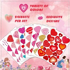Heart Stickers for Kids, Valentines Day Colorful Heart Stickers Valentine’s Day
