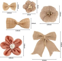 VGOODALL 32 PCS Natural Burlap Flowers Set, Burlap Bows and Scrapbook Embellishm