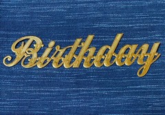 Gold Cursive Paper Birthday Applique Scrapbook NOT STICKY 8″ Binder Label 988A