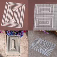 8 Pcs Stitched Rectangle Metal Die Cuts for Scrapbooking and Card Making