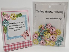 Floral Embellishments For Art And Scrapbooking 36 Pieces 3/4 Inch & Sample Card