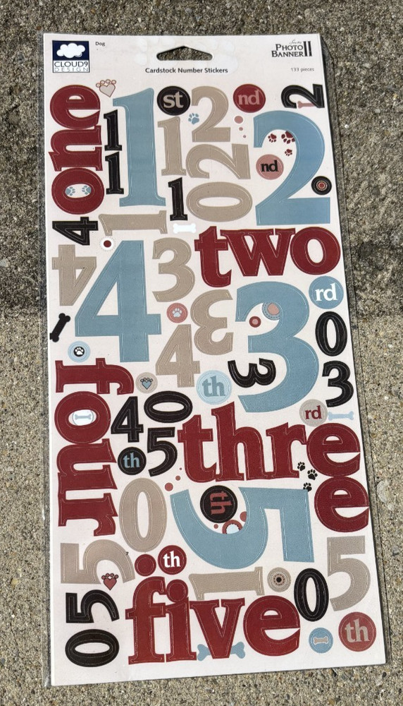 HUGE CLOUD 9 DESIGN CARDSTOCK DOG 123 NUMBERS & WORDS *