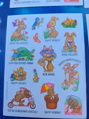 VINTAGE HALLMARK AGC STICKERS EASTER BUNNY DUCKS CHICKS NEW 6 FULL SHEETS
