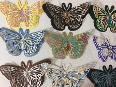 FANCY BUTTERFLY Pre-Made Die-Cuts (3pc)Victorian•Steampunk•Filagree •Glittered••