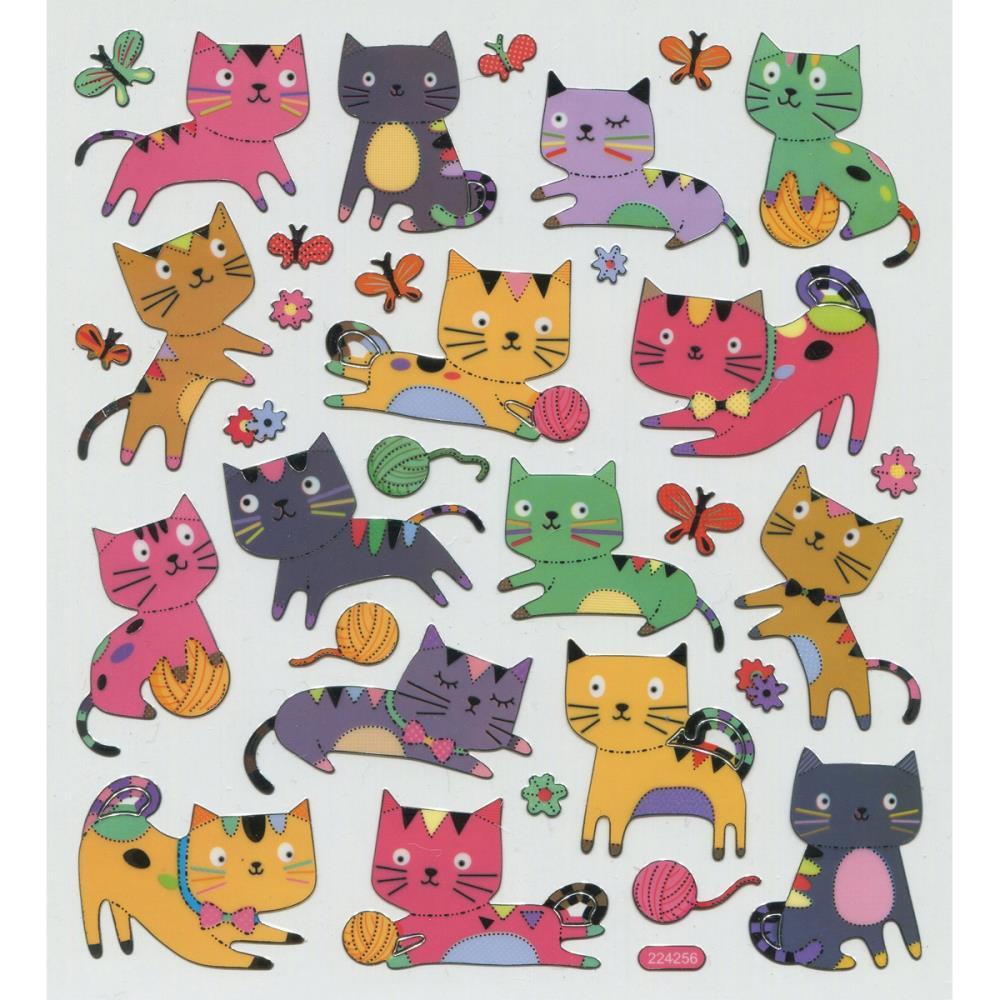 Scrapbooking Crafts Stickers Sticker King Kittens Cats Yarn Colorful Butterflies