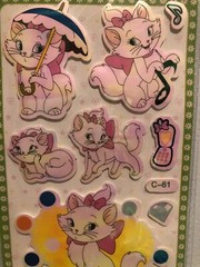 Disney Marie Cat Holographic Puffy Sticker Sheet Scrapbook Kids Diary Htf