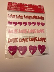 Valentine Pack Of 25 Glitter Heart Love Stickers 0579B18