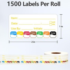 3 Rolls 1500 Pcs 1 inch X 2 inch Restaurant Quality Shelf Life Food Rotation …