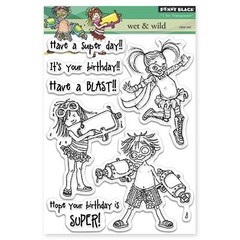 New Penny Black Rubber Stamp clear WET & WILD CHILDREN BIRTHDAY free USA ship