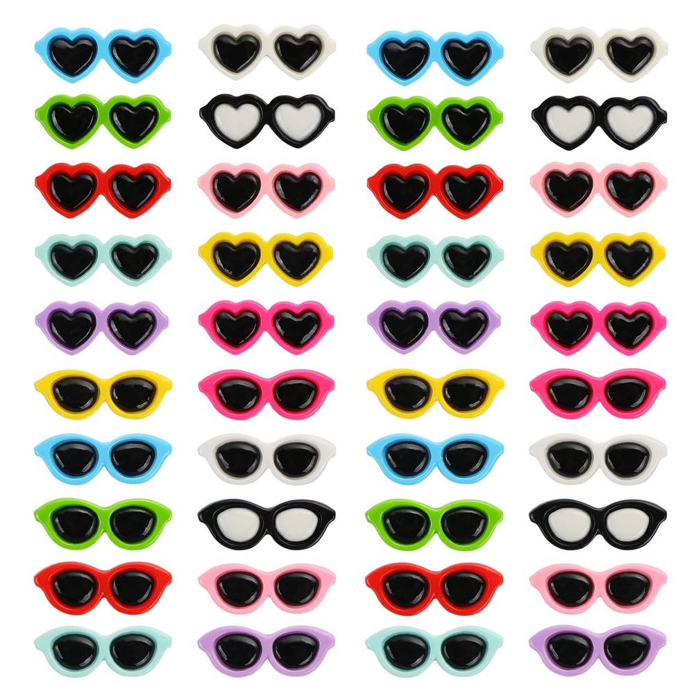 BENOSPACE 40Pcs Resin Mini Sunglasses Bead Colorful Flat Back Small, colorful