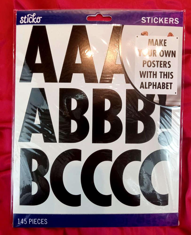 PEEL & STICK Sticko Alphabet Stickers 145/Pkg-BOLD – Extra Large 3″ LETTER & #s