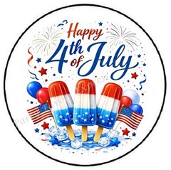 HAPPY 4TH OF JULY POPSICLES ENVELOPE SEALS LABELS STICKERS PARTY FAVORS