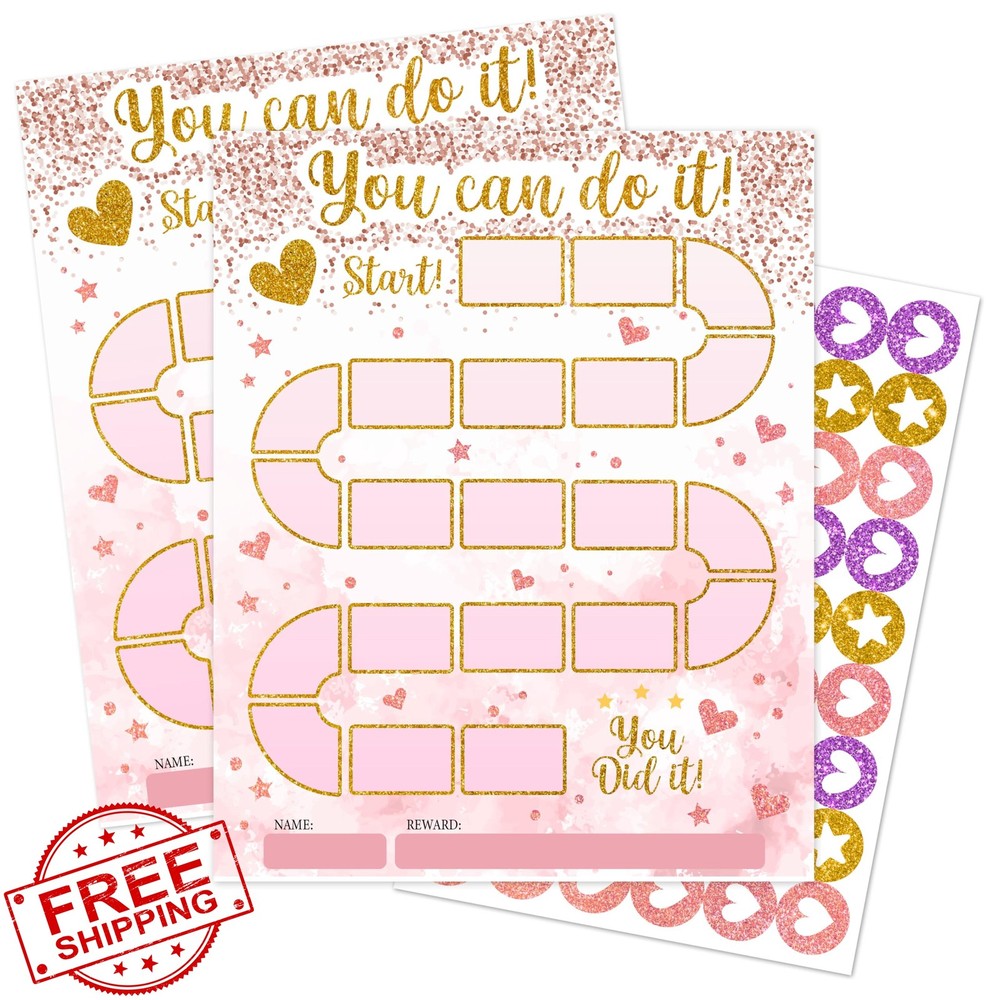 HJLLOQR Pink Glitter Reward Chart 432 Stickers