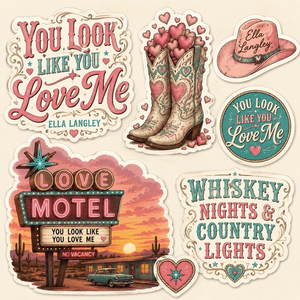 Ella Langley You Look Like You Love Me Sticker Pack/Country Music/Holographic