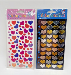 Stickopotamus 2 Packages Stickers Opal & Golden Silver Heart Binder Stickers NOS