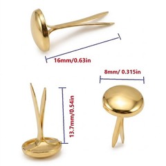 LLY 500 Pieces 8mm Round Brads, Paper Fasteners Metal Brads with Box, Golden