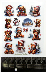 Christmas Teddy Bears Sticker Sheet Style 2