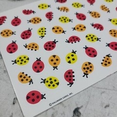 Vintage Hallmark Stickers Lady Bugs in Red Yellow Orange lot of 4 Sheets