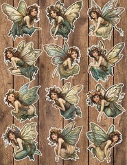 Vintage Fairy Die Cut Vinyl Stickers Set Scrapbooking Laptop Waterbottle