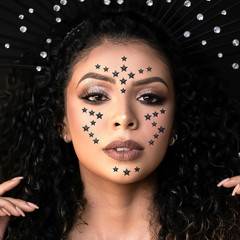 264 Pcs Star Rhinestones Stickers Self Adhesive Face Gem Stickers Black Star Gem
