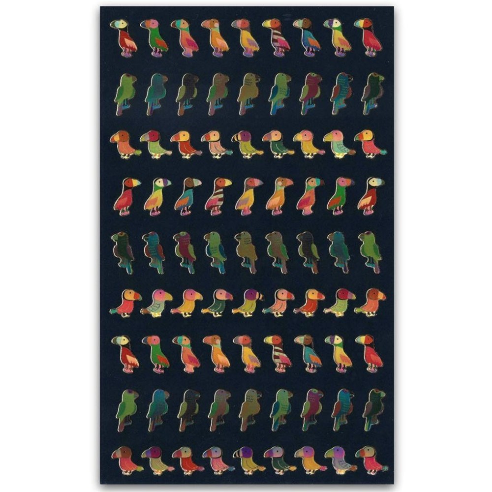 CUTE TINY BIRD FOIL HOLOGRAM STICKERS Parrot Scrapbook Kid Craft Sticker Sheet