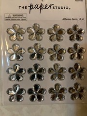 THE PAPER STUDIO 3D ADHESIVE GEMSTONE CLEAR CRYSTAL FLOWERS 16PCS
