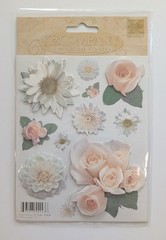 White Flowers Dimensional Scrapbooking Stickers By K&Company