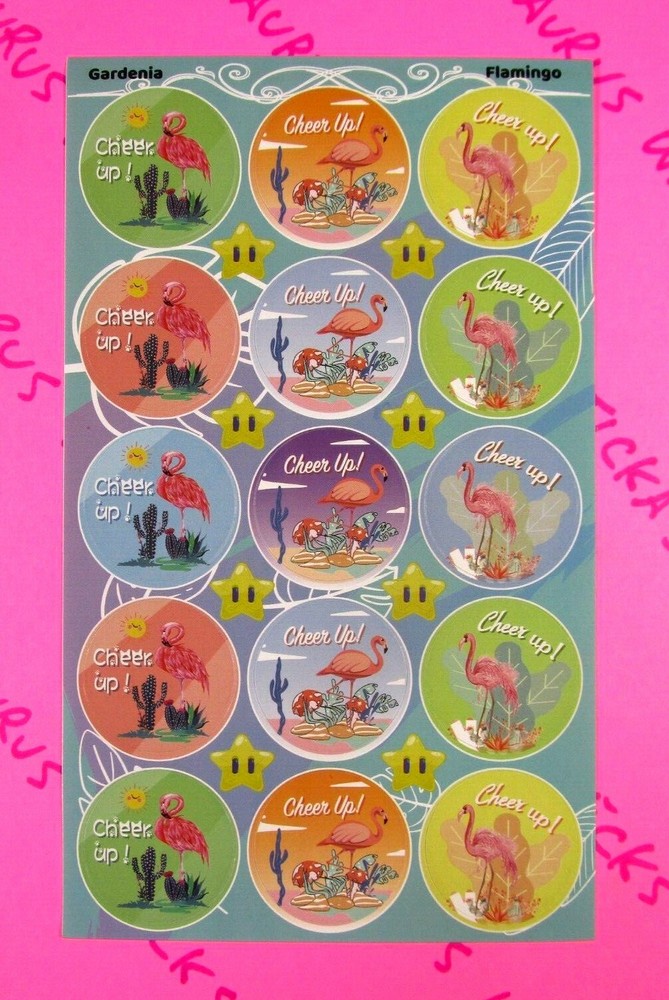 Horiechaly Gardenia Flower Scented Scratch & Sniff Flamingo Stickers