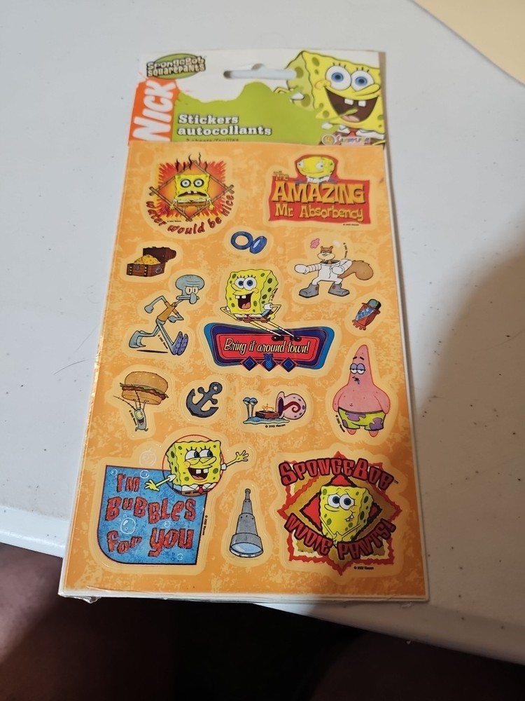 Vintage Nickelodeon SpongeBob Squarepants Stickers 2 Sheets Sealed