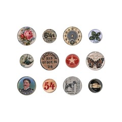 Tim Holtz idea-ology Mini Flair, 12 Pieces, Vintage-Style Buttons