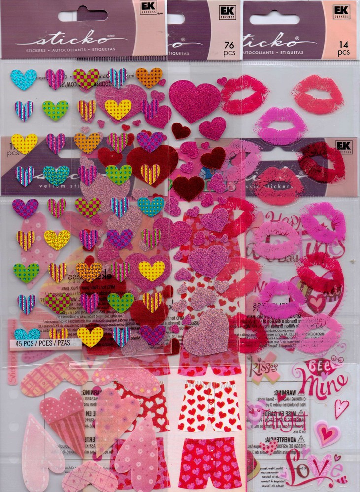 Sticko VALENTINES stickers~Hearts, LOVE~Adorable! U Choose! QUICK SHIP!!