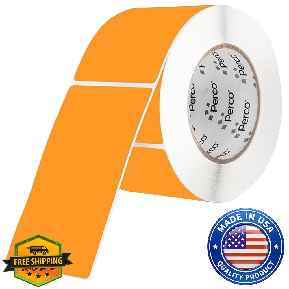 Perco 3×5 Inch Fluorescent Orange Labels 1 Roll