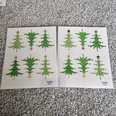 Christmas Stickers Green Christmas Trees Gold Ornaments Mix Of New & Open Packs