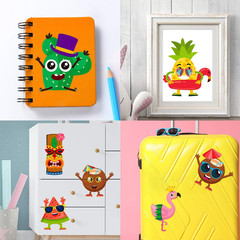 36PCS Hawaii Make a Face Sticker Sheets, Make Your Own Pineapple Flamingo Sticke