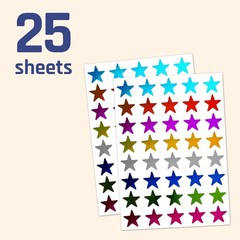 8 Colors, 1000 Pack, Foil Star Metallic Stickers, 0.6″ Diameter
