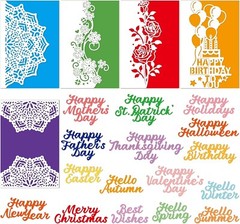 Carbon Steel Die Cut Set: 7 Floral Borders and Festive Fonts for Crafts