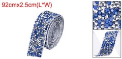 1 Inch x 1 Yard Crystal Rhinestone Sticker Ribbon Silver Sapphire Blue