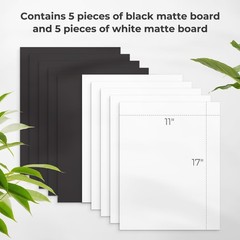 10 Pack 11×17 Black White Uncut Mat Boards White Core Bevel DIY Picture Framing