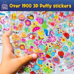 Purple Ladybug Puffy Stickers for Kids, 80 Reusable Sheets, 3D Designs