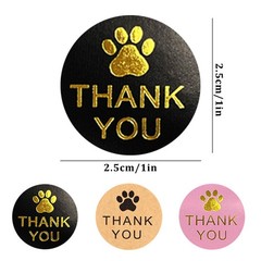 3 Rolls 1″ Round Kraft Paws Print Thank You Stickers Labels Hot Stamping For Tag