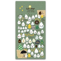 CUTE RAIN DROP STICKERS Rainy Day Cheer Up Sticker Sheet Kids Craft Scrapbook