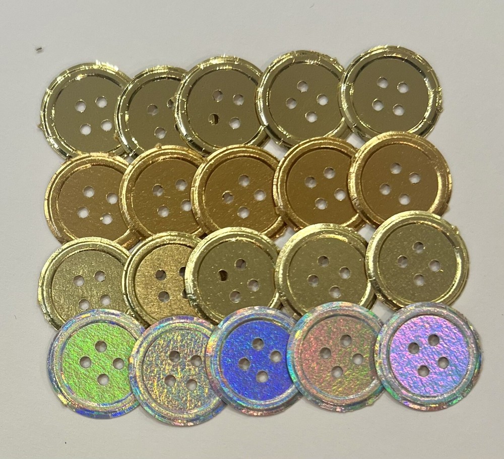 20+ Gold Foil Button Die Cuts For Scrapbook Journal And Craft Embellishments